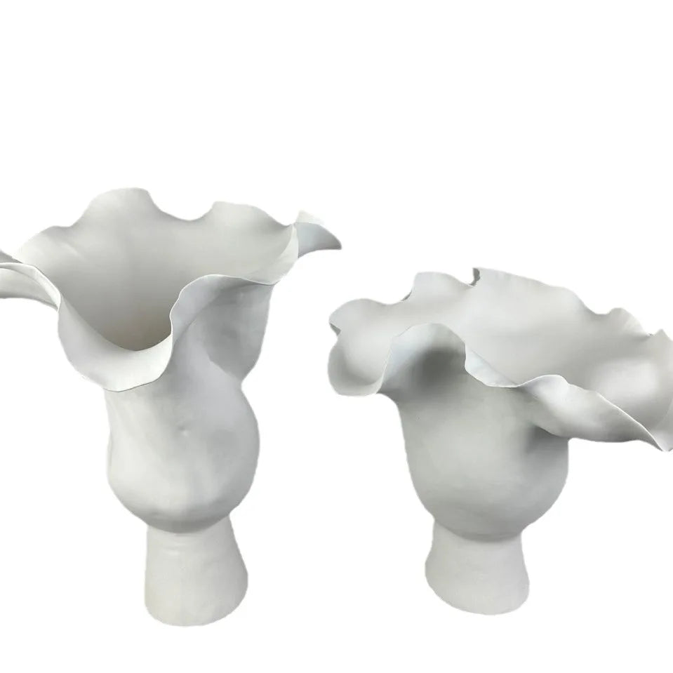 Afralia™ White Ceramic Tulip Vase for Floral Arrangement and Home Decoration