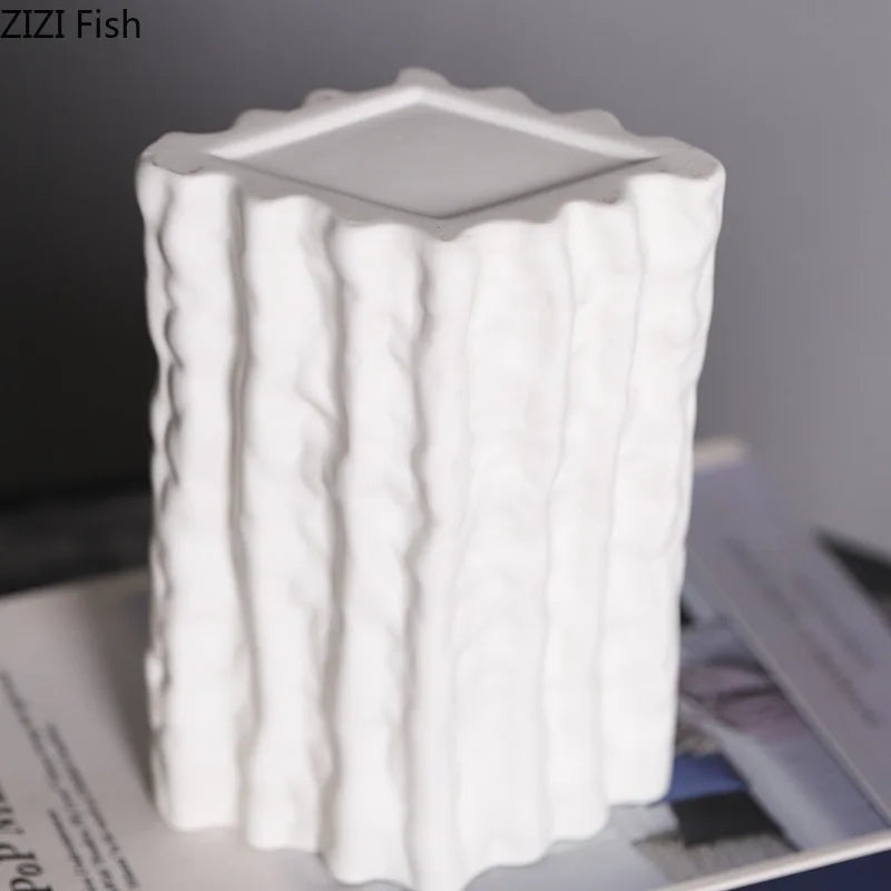 Afralia™ Glacial Ceramic Vase: Hydroponic Flower Pots, Desk Decoration, Room Aesthetic Decor