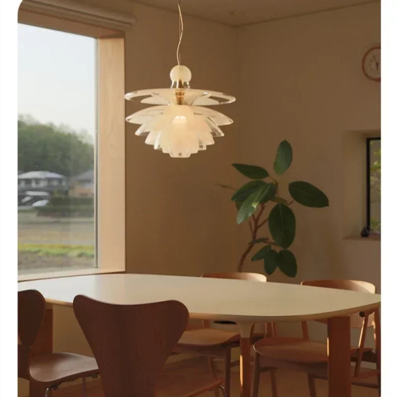 Afralia™ Glass Pine Cone Pendant Chandelier for Living Room Restaurant Bedroom Kitchen