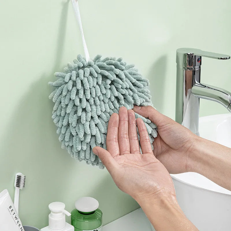 Afralia™ Chenille Microfiber Hand Towel Ball: Super Soft, Quick-Drying Wipe Cloth for Home, Bathroom, Kitchen