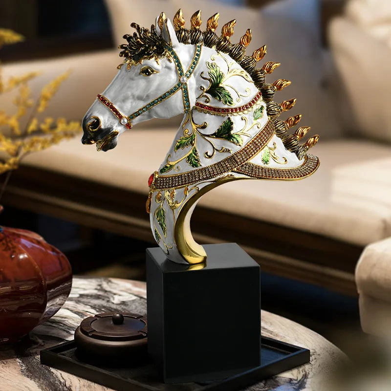 Afralia™ Enamel Horse Sculpture: European Decor Ornament for Home Foyer & Living Room