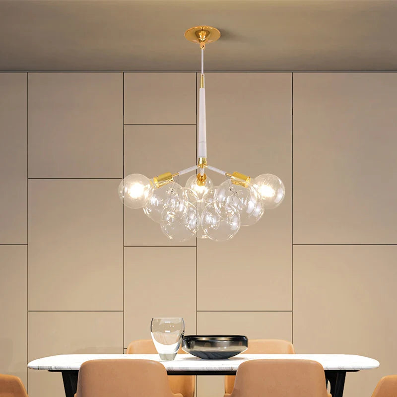 Nordic Glass Chandelier Ceiling Pendant Light by Afralia™. Luxe Home Decor Fixture for Living Room and Bedroom.