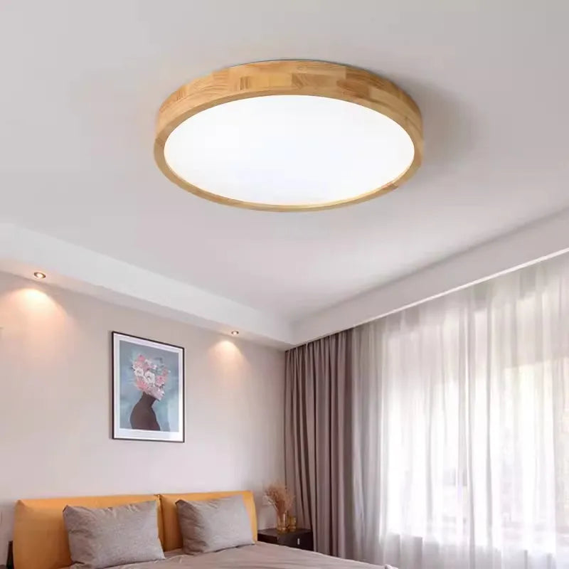 Afralia™ Nordic Wood LED Ceiling Light for Bedroom Living Rooms Office Interior