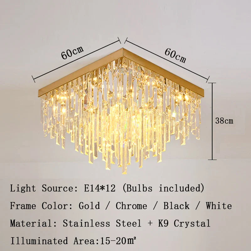 Afralia™ Gold Crystal Ceiling Lights - Luxury LED Fixture for Elegant Home Decor