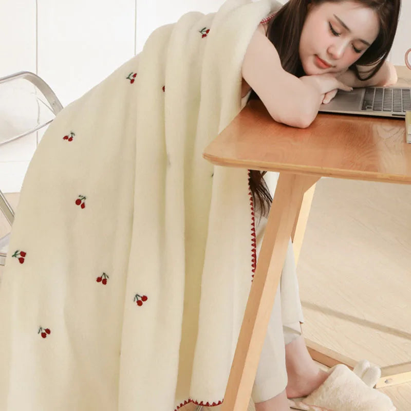 Afralia™ Baby Velvet Embroidered Blanket: Double-Sided Warm Travel Bedroom Sofa Cover
