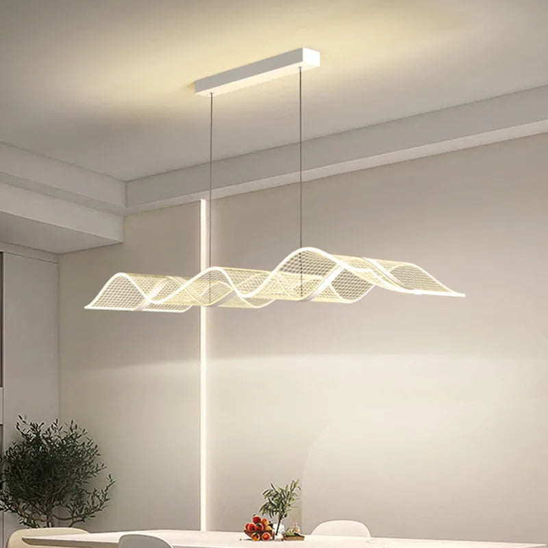 Afralia™ Nordic Wave Acrylic LED Chandelier: Stylish Dining Room Luminarias, Suspend Lamp Fixtures