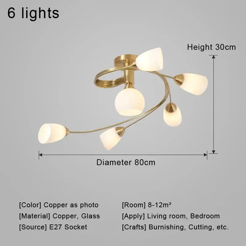Afralia™ Nordic Glass Chandelier LED Pendant Light for Bedroom Living Room