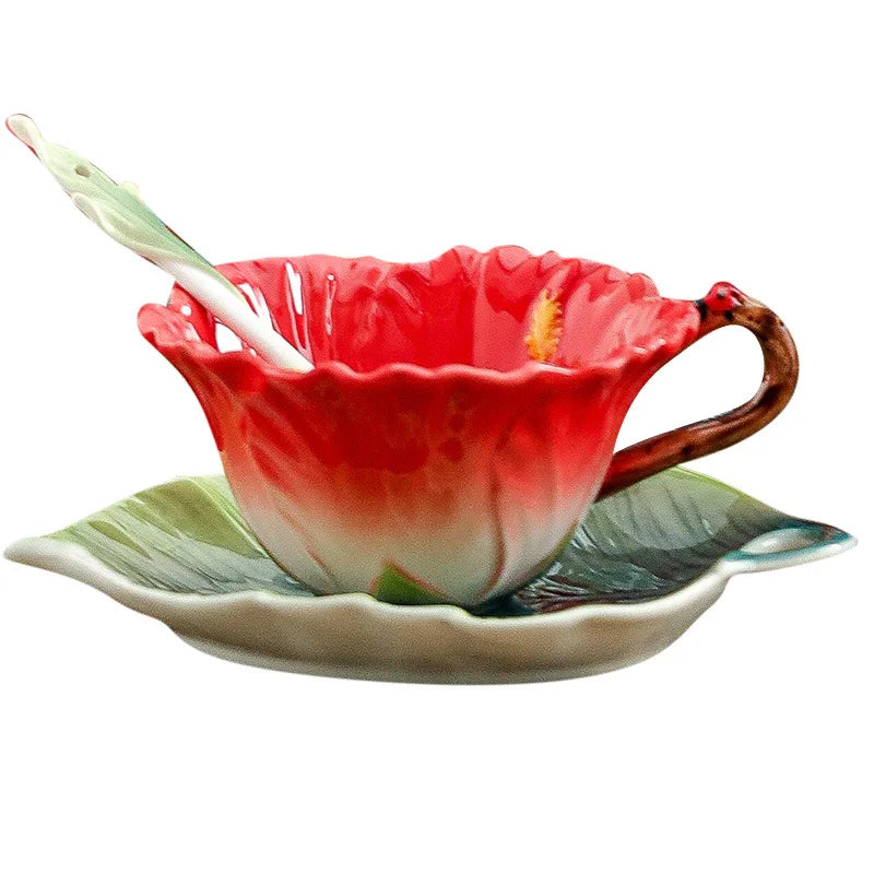 Afralia™ Sunflower Ceramic Couple Tea Coffee Cup Set for Home Office Wedding Gift