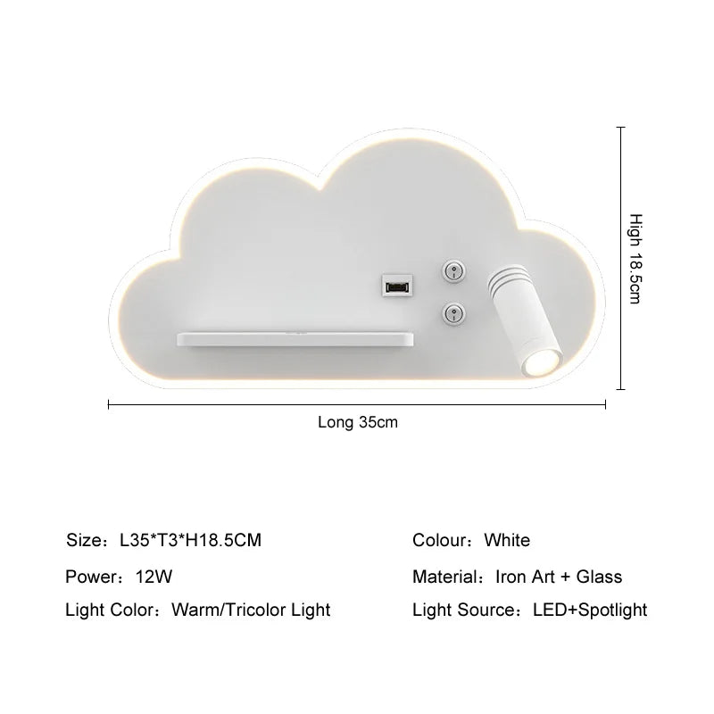 Afralia™ LED Bed Lamp with Wireless Phone Charging and USB, Multi-Function Wall Light