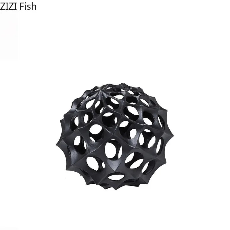 Afralia™ Hollow Spiny Ball Sculpture - Metal Ornaments for Modern Home Decor