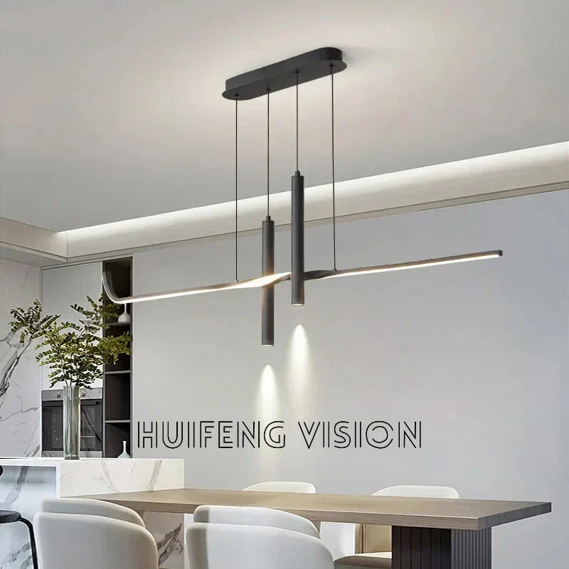 Afralia™ Adjustable LED Spotlight Chandelier Linear Pendant for Modern Home Dining Lighting