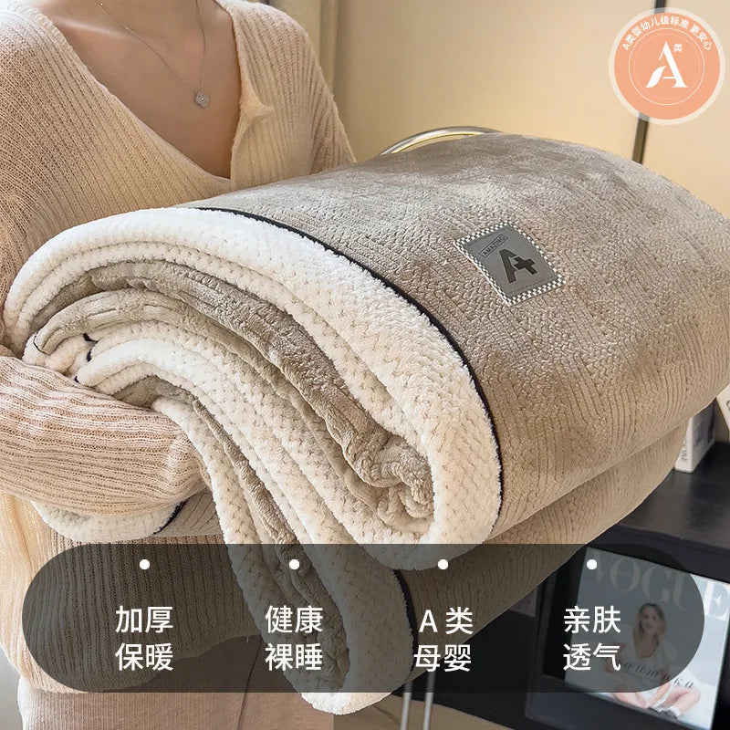 Afralia™ Light Luxury Velvet Plush Cotton Blanket