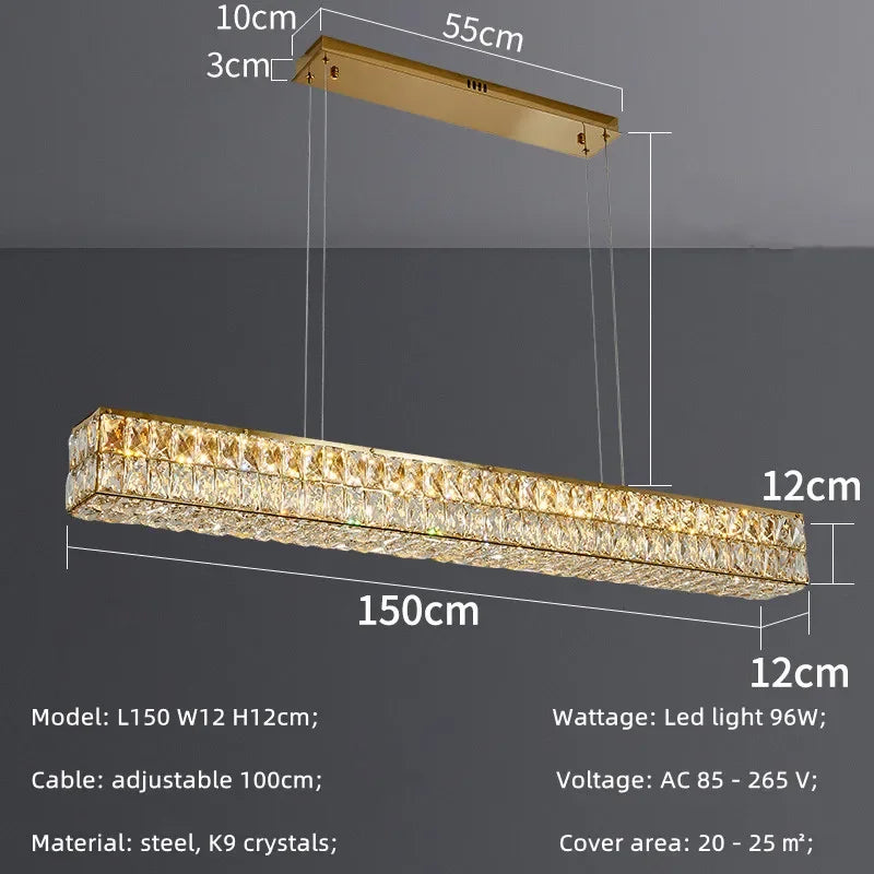 Afralia™ Crystal Steel LED Pendant Light | Modern Dining Room Hanging Lamp