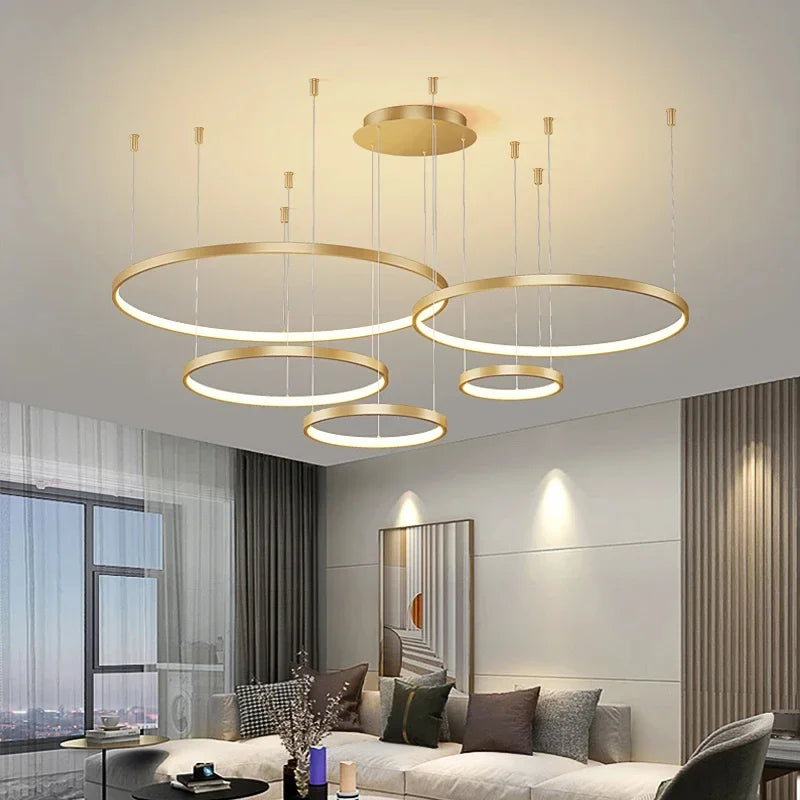 Afralia™ Acrylic LED Ring Pendant Light Modern Minimalist Art Decor Chandelier