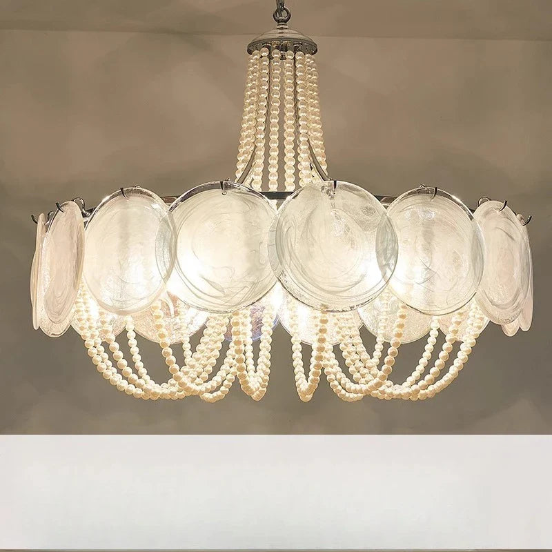 Afralia™ Pink Glass Pearl Chandelier: Modern Pendant Light for Living Room & Bedroom