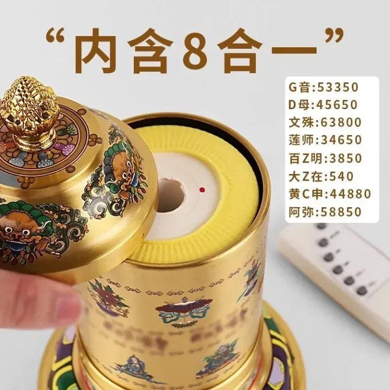 Afralia™ Tibetan Manchala Prayer Wheel - Eight Auspicious Scriptures Desktop Ornament