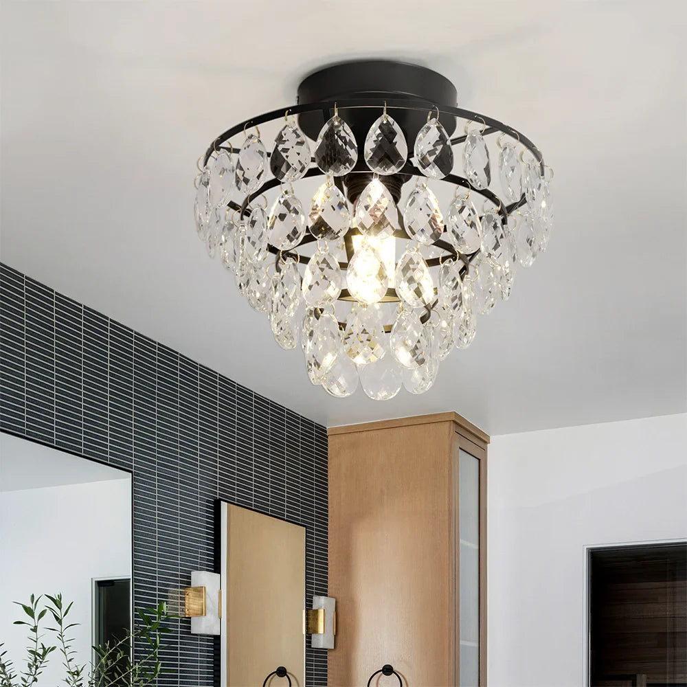 Afralia™ Crystal LED Chandelier Ceiling Lamp for Living Dining Room Decor