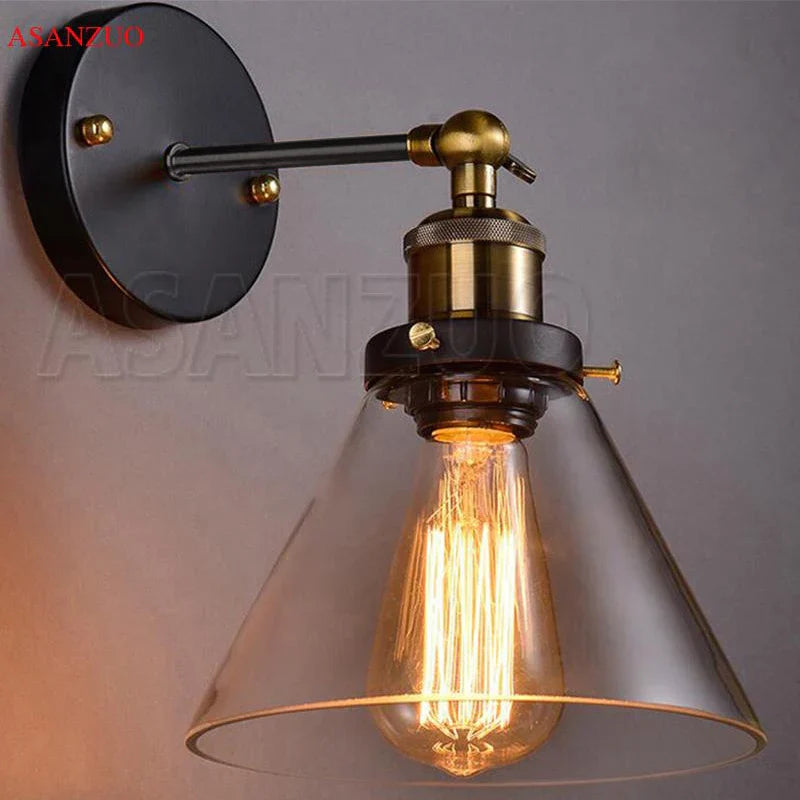 Afralia™ Vintage Glass Wall Sconce with Adjustable Swing Arm and Edison Bulb