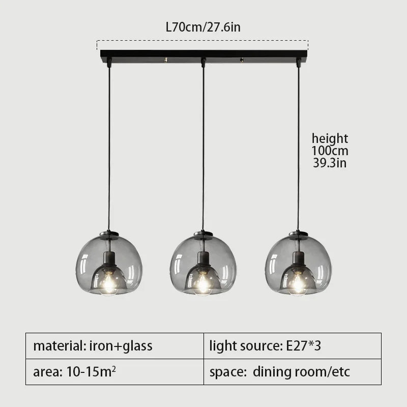Afralia™ Modern Black Glass LED Chandelier Pendant Lamp for Living Room Kitchen Bedroom