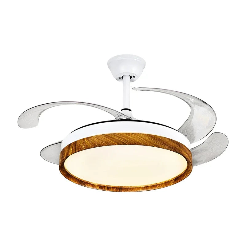 Afralia™ LED Solid Wood Round Ceiling Fan Light with Remote Control