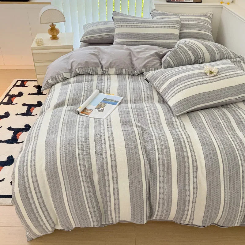 Afralia™ Jacquard Cotton Bedding Set for Queen King Size - Skin Friendly Comforter Cover