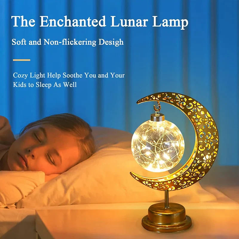 Afralia™ LED Ramadan Moon Star Night Light Table Lamp for Eid Decoration
