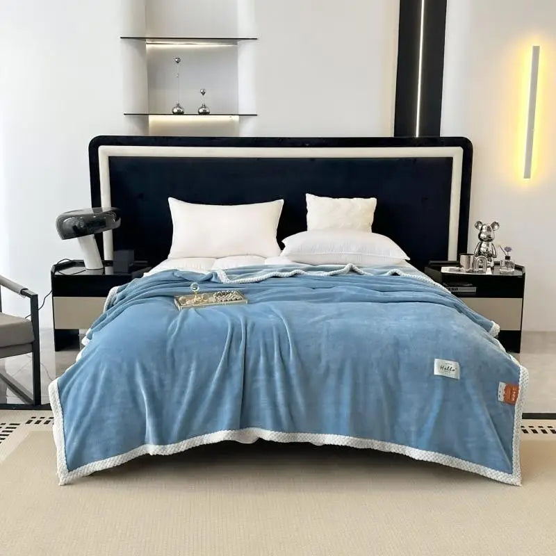 Afralia™ Cozy Flannel Nap Blanket - Solid Color Warmth