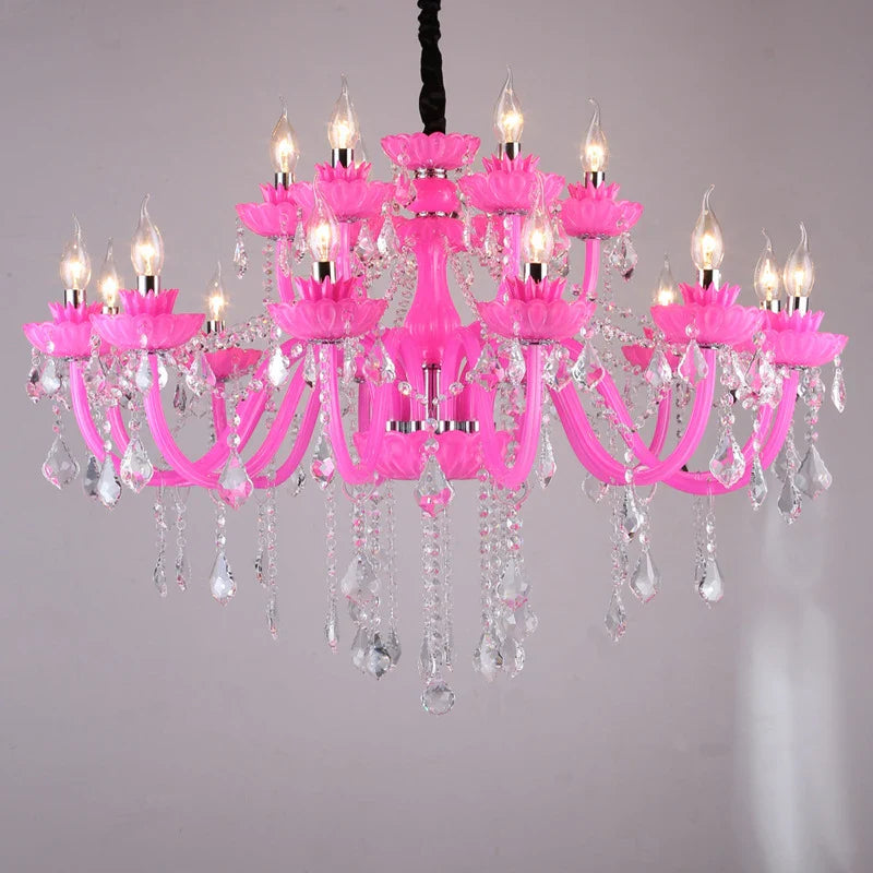 Afralia™ Pink Crystal Pendent Lamp: Elegant for Girls' Room, Living Room, Bedroom, Restaurant