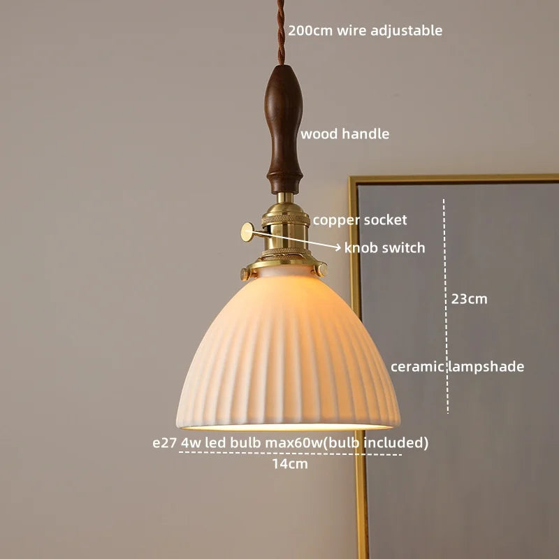 Afralia™ Ceramic LED Pendant Light Fixture Modern Hanging Lamp for Home Decor