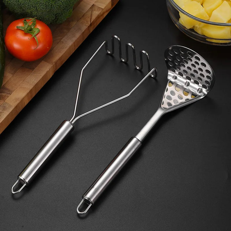 Afralia™ Stainless Steel Potato Masher Press Fruit Cutter Kitchen Cooking Tool