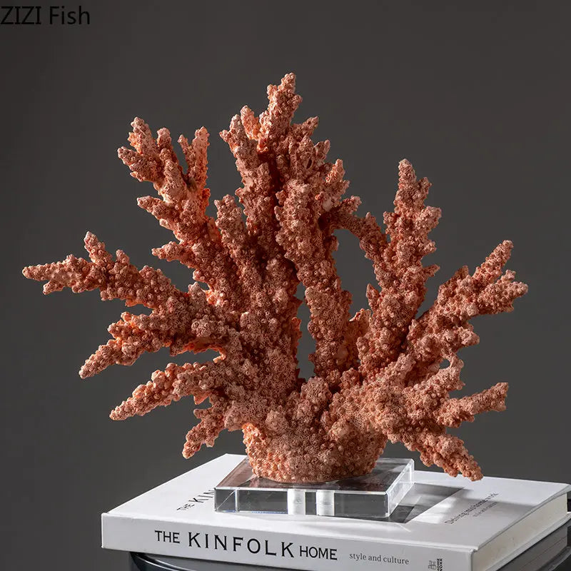 Afralia™ Coral Resin Statue Desk Decoration Modern Home Decor Ornaments