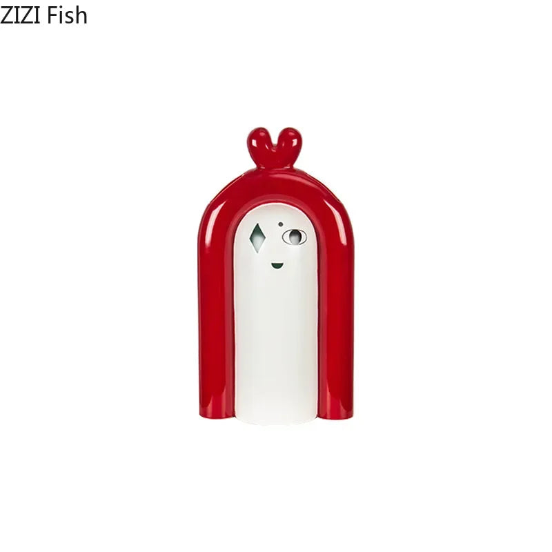 Afralia™ Ceramic Poker Face Vase: Artificial Flower Desk Decoration & Room Decor