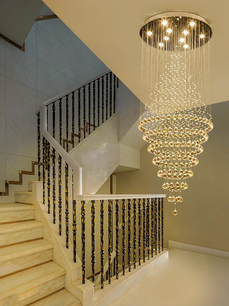 Afralia™ Starry Crystal Stair Pendant Chandelier - Elegant Wedding Decor rendezvous