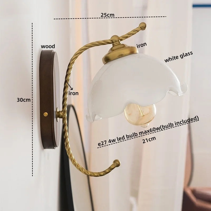 Afralia™ Iron Glass LED Wall Lights Modern Bedside Lamp 4w Bulb for Bathroom Bedroom Living Room