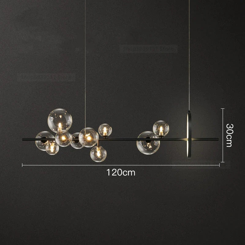 Afralia™ Glass Ball LED Chandelier: Modern Long Pendant Lighting for Living Room and Shop