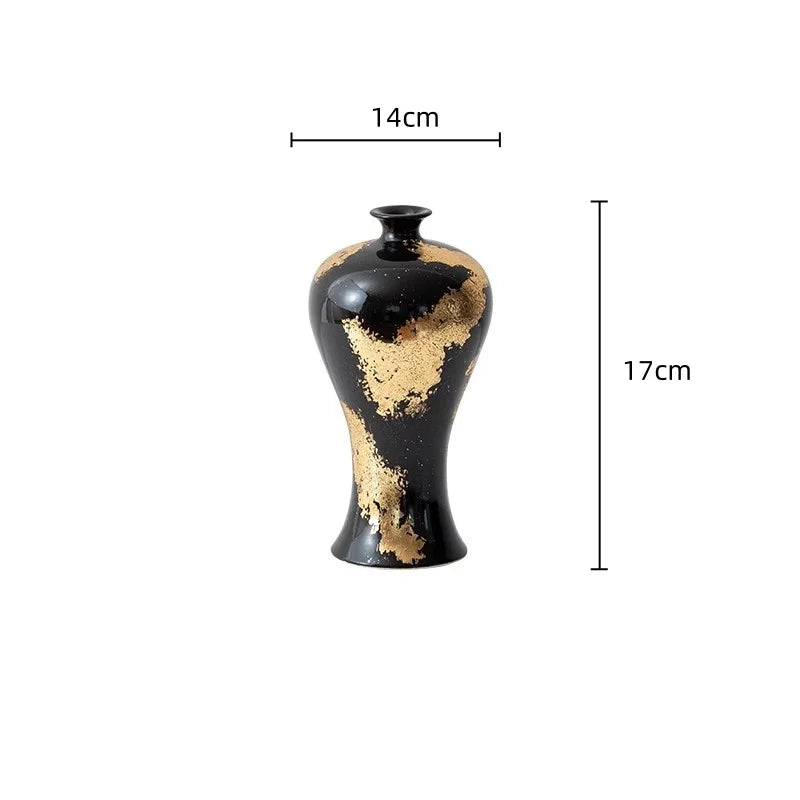 "Afralia™ Gold Foil Pattern Ceramic Vase - Handcrafted Flowerpot Terrarium Home Decor"