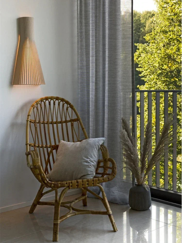 Afralia™ Solid Wood Tatami Wall Sconce Light with E27 Bulb