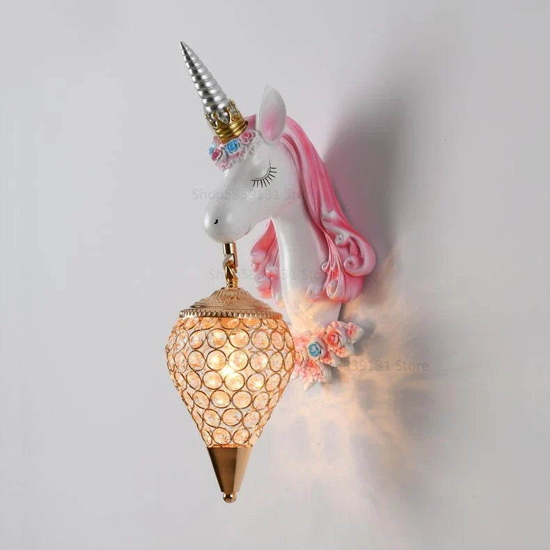 Afralia™ Nordic Unicorn Wall Lamp for Bedroom LED Decoration Light