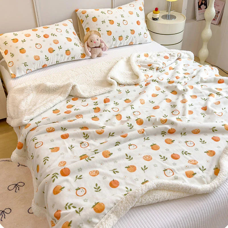 Afralia™ Cartoon Printed Lamb Wool Blanket: Soft, Skin-Friendly Sofa Cover for All Seasons