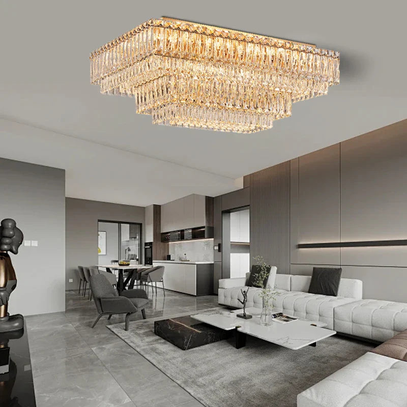 Afralia™ Crystal Round Ceiling Lamp - Nordic Luxury Home Decor Luxe Chandelier