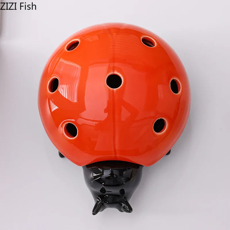 Afralia™ Ladybug Ceramic Ashtray - Windproof Desk Decoration & Smoking Accessory