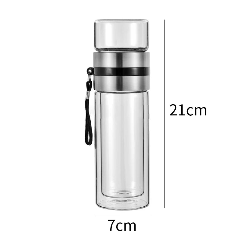 Afralia™ High-End Thermal Glass Water Bottle with Stainless Steel Insulation