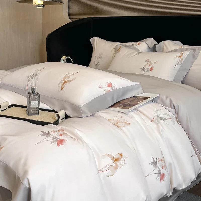 Afralia™ Eucalyptus Fiber Flowers Bedding Set: Duvet Cover, Bed Sheet, Pillowcase - 4Pcs