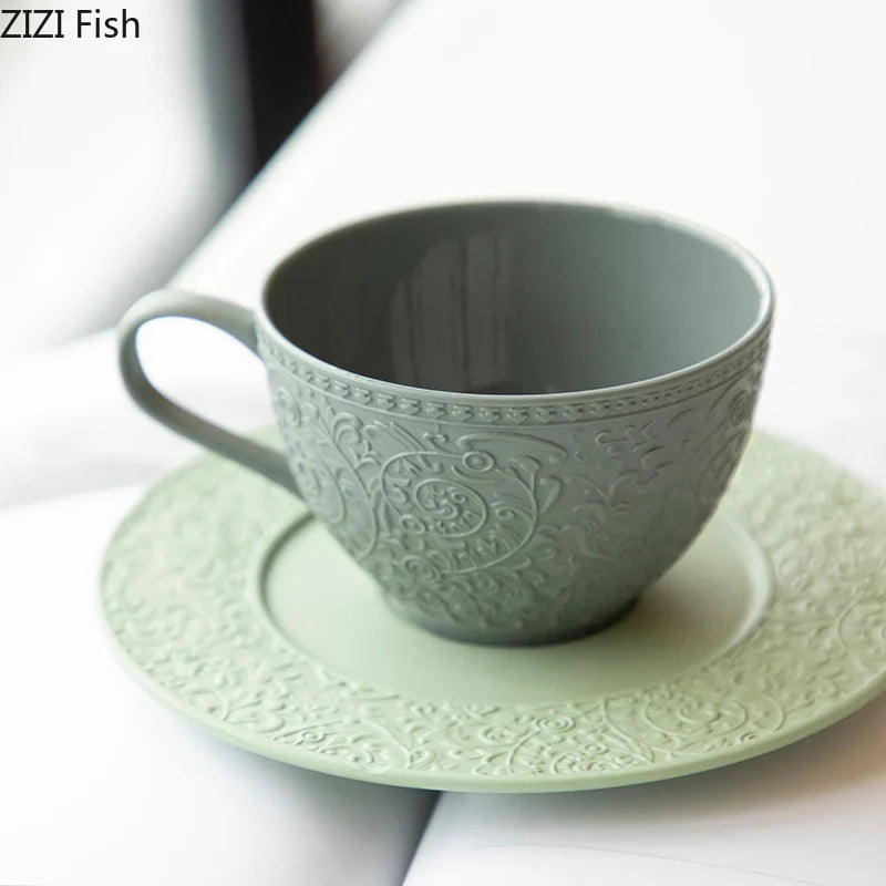Afralia™ Floral Pattern Ceramic Cup & Saucer Set