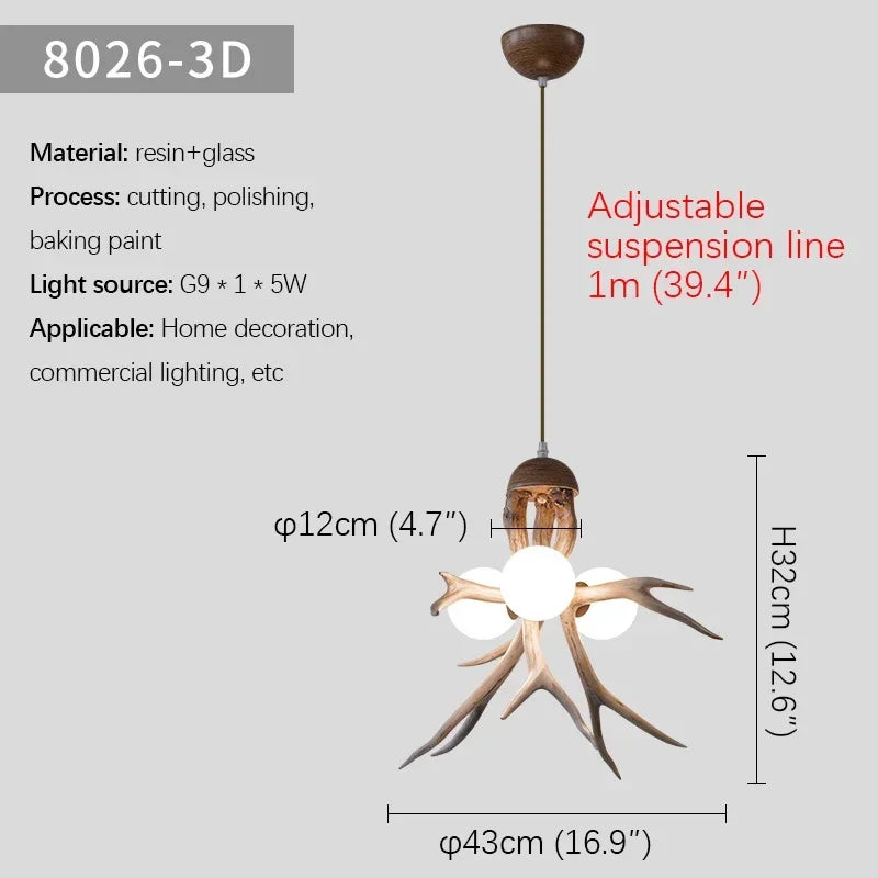 Afralia™ Nordic Antlers Chandelier for Restaurant Bar Cafe Homestay Wooden House Decor