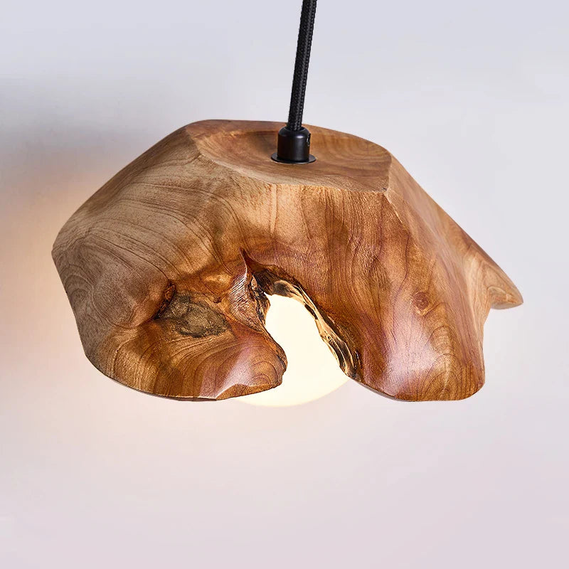 Afralia™ Wood Grain 3-Light Retro Style Pendant Light for Living Room and Bedroom