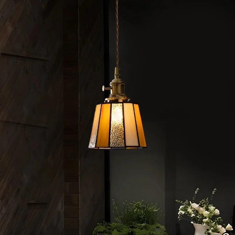 Afralia™ Japanese Vintage LED Copper Pendant Lamp for Kitchen Bar Cafe Living Room