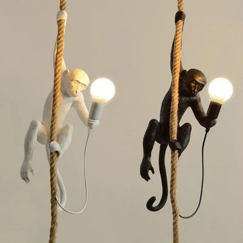 Afralia™ Monkey Resin LED Pendant Chandelier for Nordic Home Decor & Bedroom Lighting