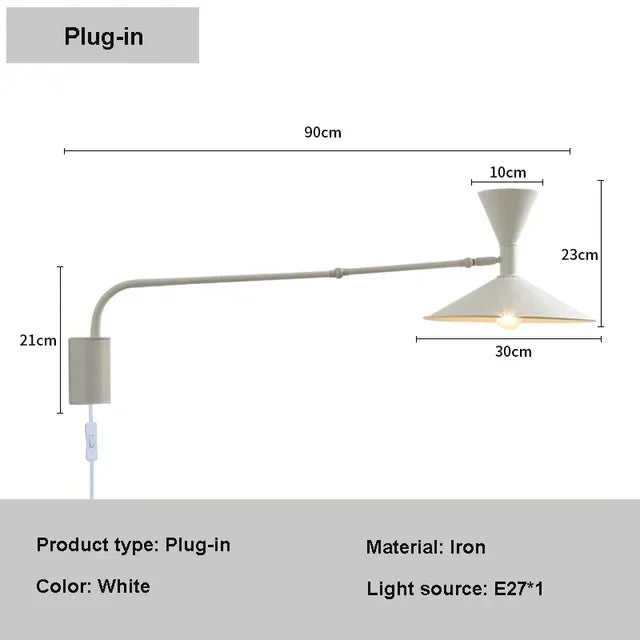 Afralia™ Adjustable Long Arm Wall Lamp for Reading, Bedroom, LED Minimalist Swing Lighting