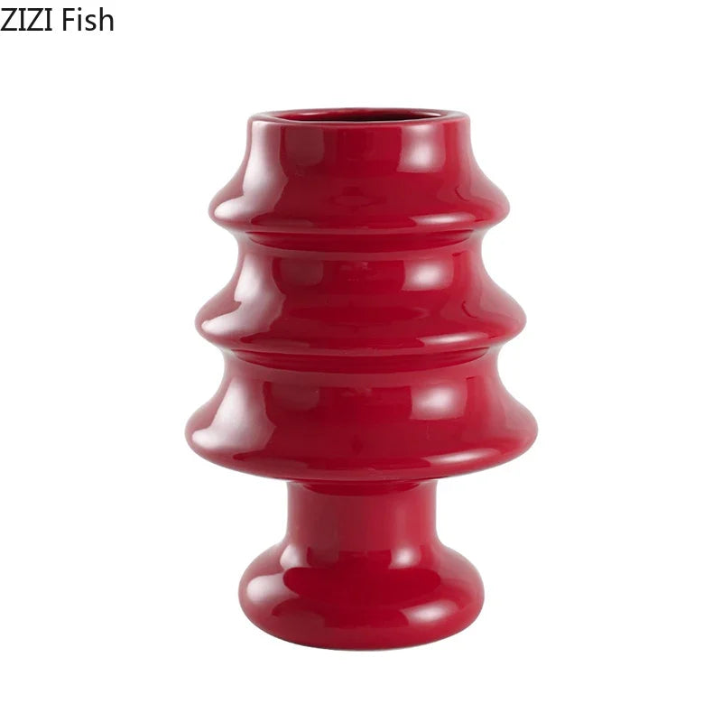 Afralia™ Xmas Tree Ceramic Vase for Table Decoration and Flowers Arrangement